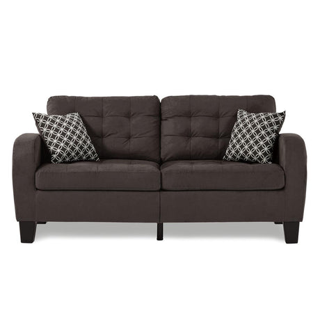 Sinclair Chocolate Fabric Tufted Sofa front view
