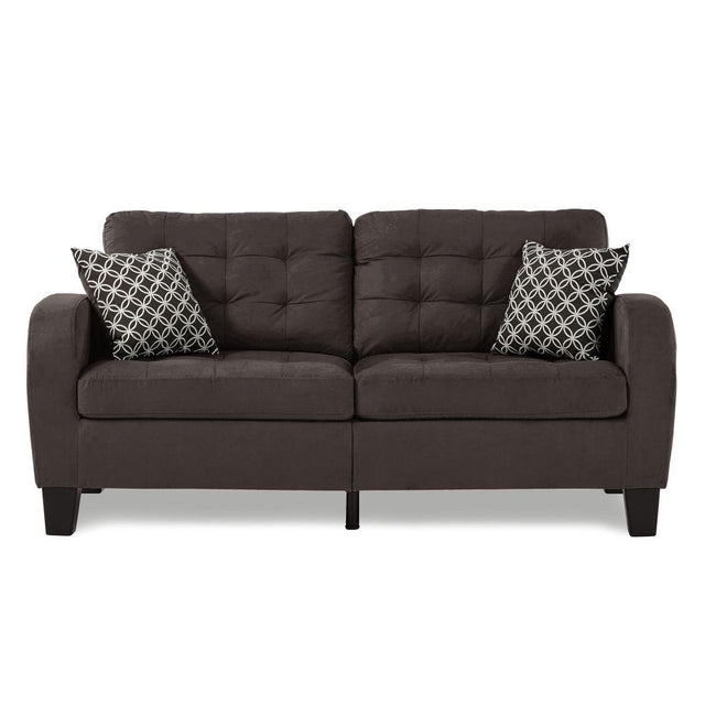 Sinclair Chocolate Fabric Tufted Sofa front view