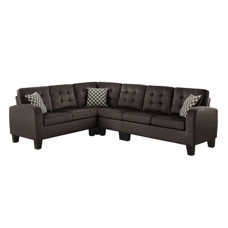 Sinclair Chocolate Fabric 2-Piece Reversible Sectional Sofa main front view