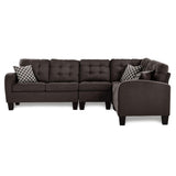 Close-up detail of Sinclair Chocolate Fabric upholstery on sectional sofa
