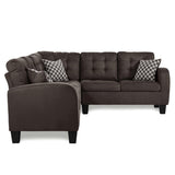 Side view of Sinclair Chocolate Fabric 2-Piece Reversible Sectional Sofa