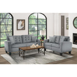 Sinclair Gray Tufted Fabric Sofa front angle