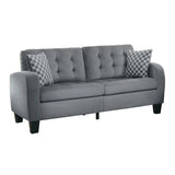 Sinclair Gray Tufted Fabric Sofa side view
