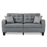 Sinclair Gray Tufted Fabric Sofa front view