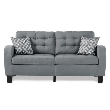 Sinclair Gray Tufted Fabric Sofa front view