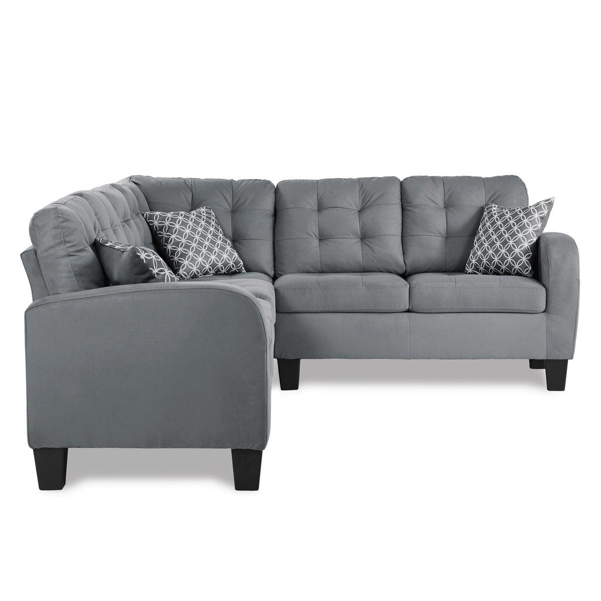 Close-up detail of Sinclair Gray sectional fabric and cushioning