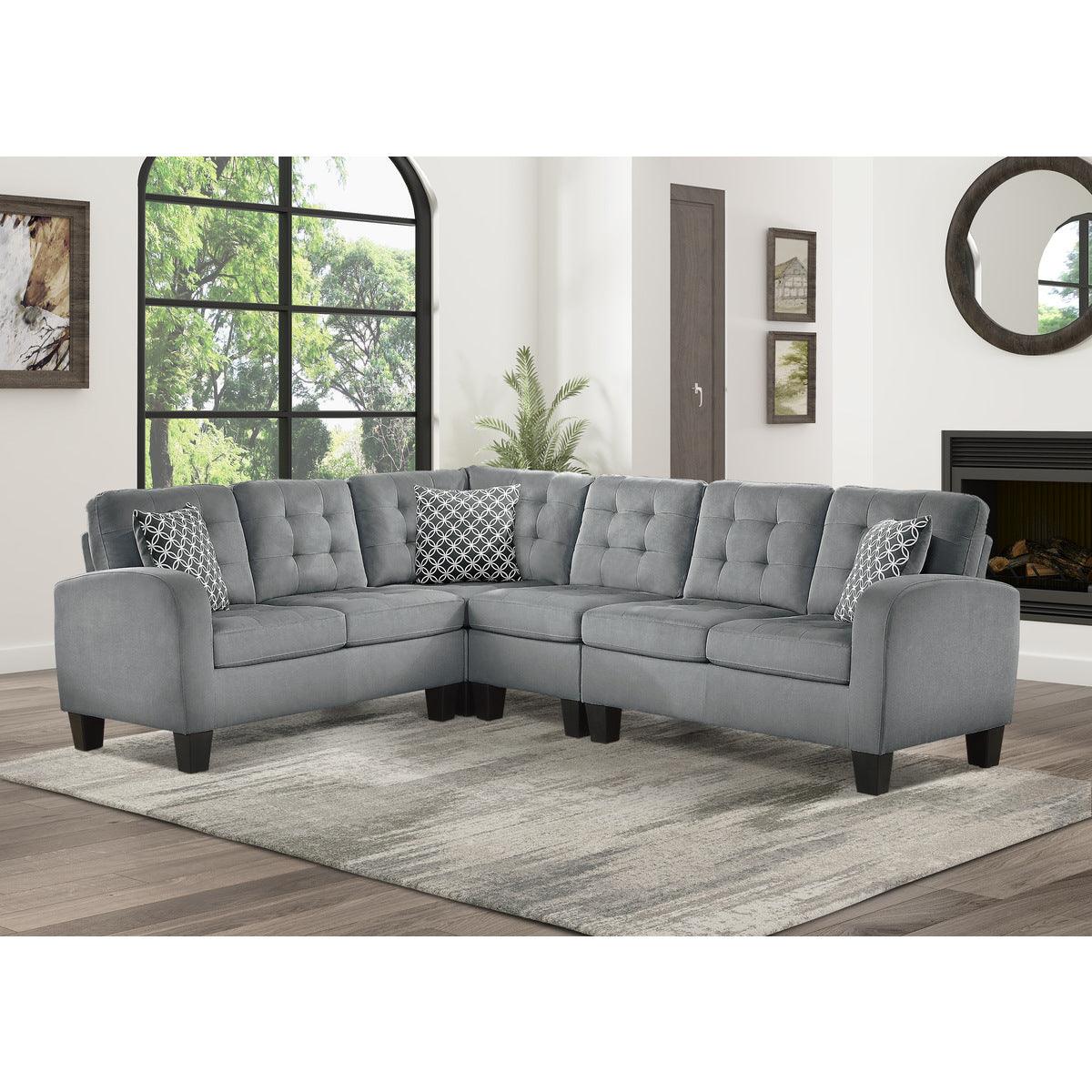 Sinclair Gray sectional sofa front view