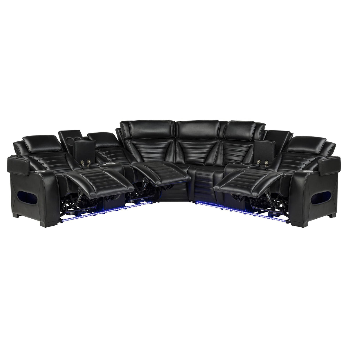 Zuma 3-Piece Dual Power Faux Leather Reclining Sectional Sofa Black — product image 3
