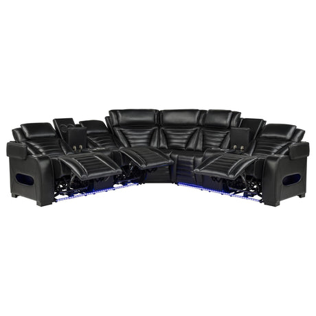 Zuma 3-Piece Dual Power Faux Leather Reclining Sectional Sofa Black — product image 3