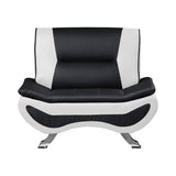 Veloce black and white faux leather upholstery chair front view
