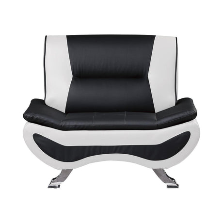 Veloce black and white faux leather upholstery chair front view
