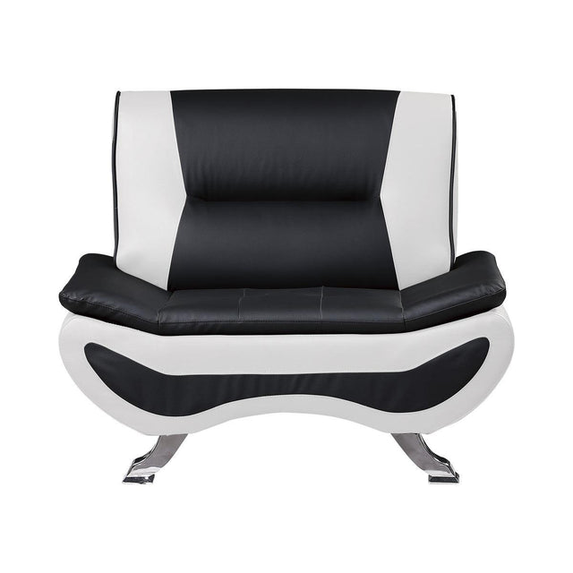 Veloce black and white faux leather upholstery chair front view