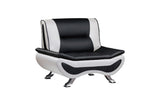 Close-up tufted detail on Veloce black white loveseat