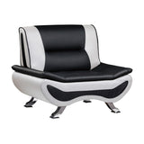 Veloce black and white faux leather upholstery chair side view