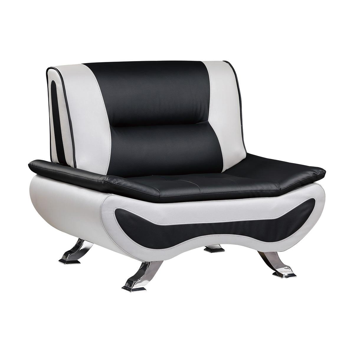 Veloce black and white faux leather upholstery chair side view