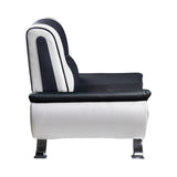 Veloce black and white faux leather upholstery chair angled side view