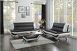 Main view of Veloce black and white faux leather tufted sofa and loveseat set