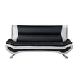 Veloce Black and White Faux Leather Sofa front view