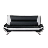 Veloce Black and White Faux Leather Sofa front view