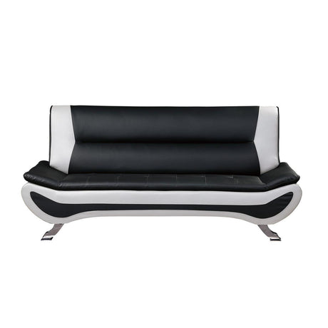 Veloce Black and White Faux Leather Sofa front view