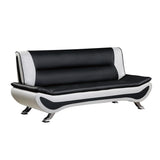 Side view of Veloce Black and White Faux Leather Sofa