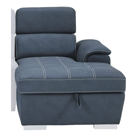 Room angle showing Ferriday Blue Sectional Sofa with chaise