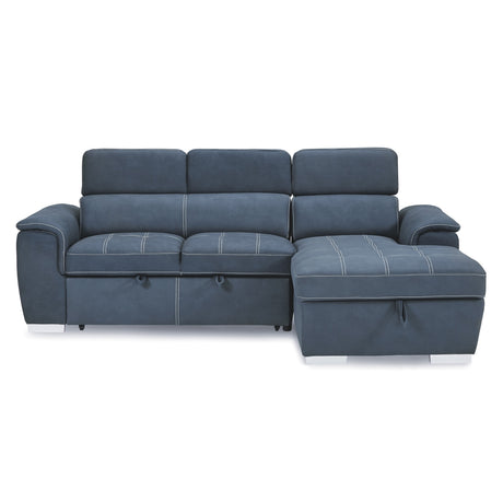 Front view of Ferriday Blue 2-Piece Sectional Sofa with Adjustable Headrests