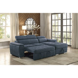 Ferriday Blue 2-Piece Sectional with Adjustable Headrests