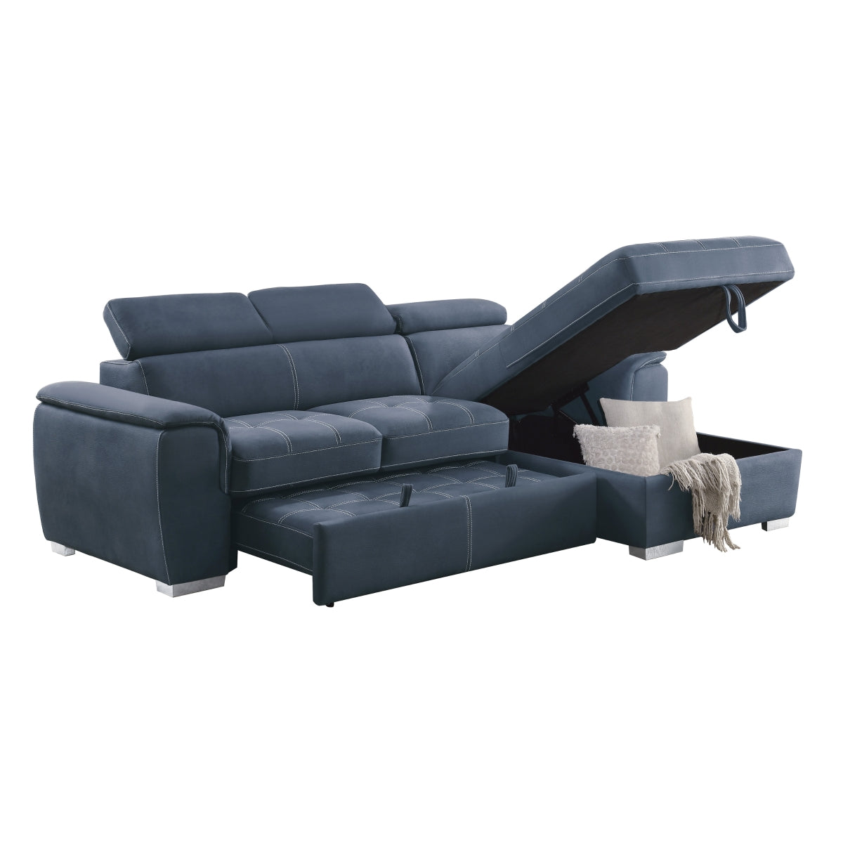 Ferriday Blue 2-Piece Sectional with Adjustable Headrests