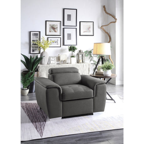 Ferriday Chair side view with visible faux wood finish feet