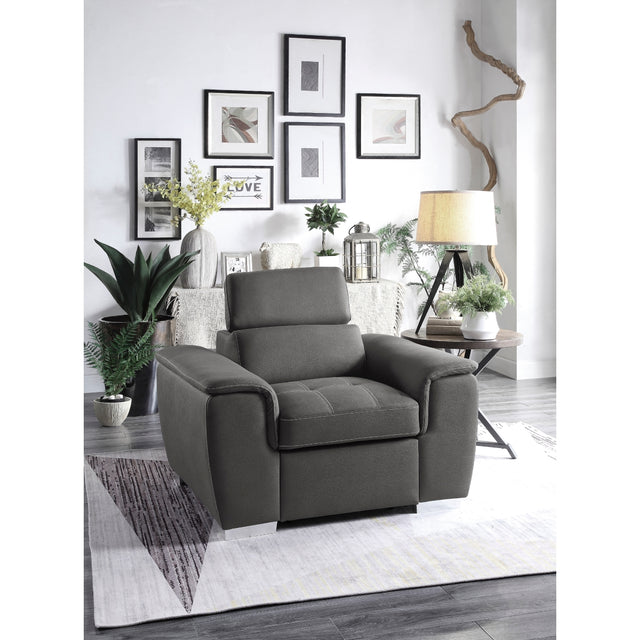 Chair with pop-up ottoman opened
