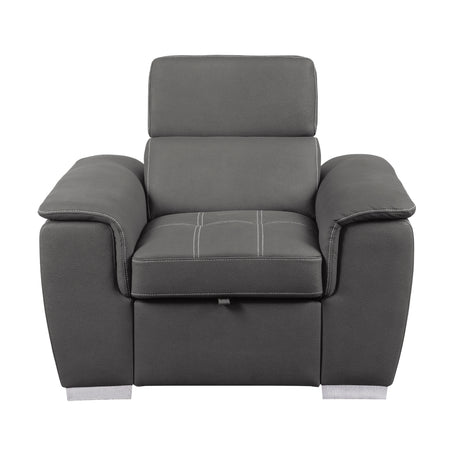 Ferriday Gray Microfiber Chair front angle