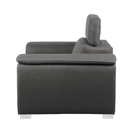 Close-up of textured gray microfiber upholstery