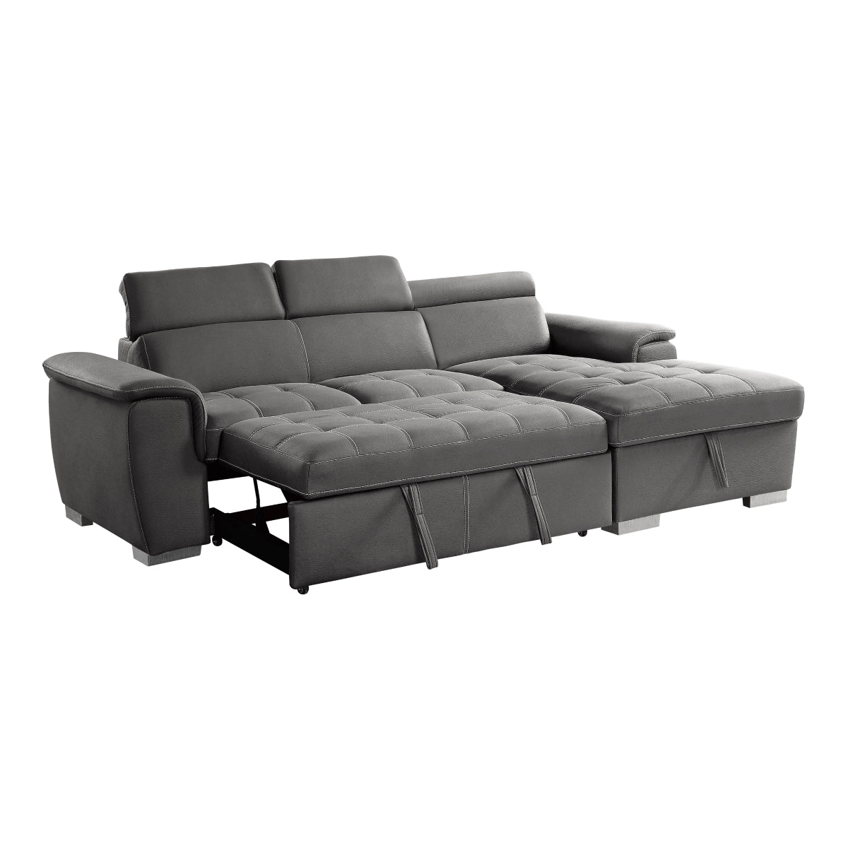 Ferriday Gray 2-Piece Sectional with Adjustable Headrests