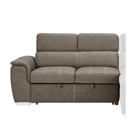 Ferriday Taupe Sectional sofa with pull-out sleeper bed open
