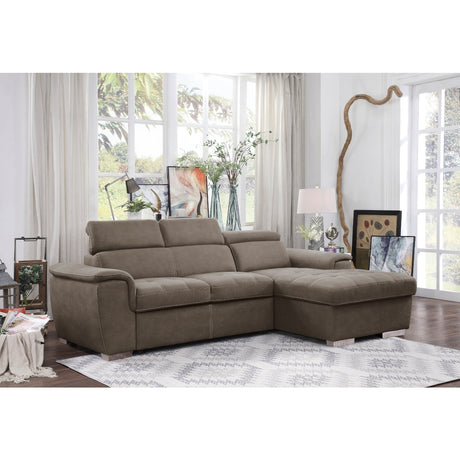living room with Ferriday Taupe 2-Piece Sectional Sofa