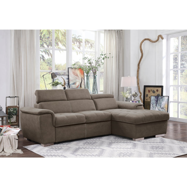 living room with Ferriday Taupe 2-Piece Sectional Sofa