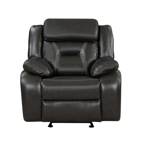 Amite dark gray glider recliner chair front angle