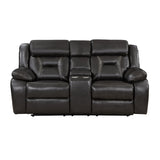 Amite Dark Gray Faux Leather Reclining Loveseat