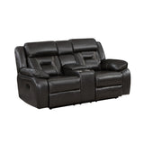 Amite Dark Gray Faux Leather Reclining Loveseat