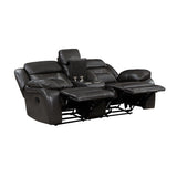 Amite Dark Gray Faux Leather Reclining Loveseat