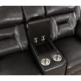 Amite Dark Gray Faux Leather Reclining Loveseat