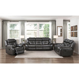 Amite Dark Gray Faux Leather Reclining Loveseat
