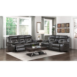 Amite Dark Gray Faux Leather Reclining Loveseat