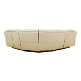 Amite Beige Solid Wood Premium Faux Leather Upholstery 6-Piece Modular Power Reclining Sectional - Ella Furniture
