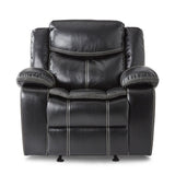 Bastrop Black Faux Leather Glider Reclining Chair front view