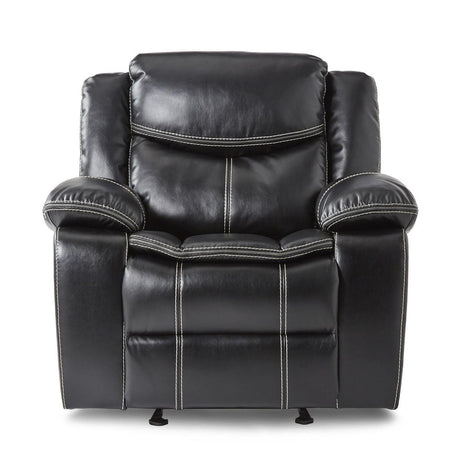 Bastrop Black Faux Leather Glider Reclining Chair front view