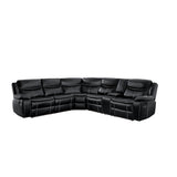 Main view of Bastrop Black Faux Leather 3-Piece Sectional Sofa with Right Console