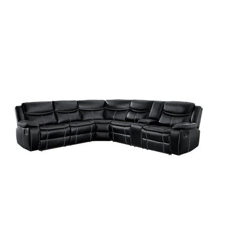 Main view of Bastrop Black Faux Leather 3-Piece Sectional Sofa with Right Console