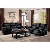 Closeup of Bastrop Black faux leather upholstery